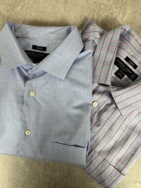 Lot of 2 Pronto Uomo Men’s Dress Shirts 18.5 36/37 Non-Iron 100% Cotton Bundle